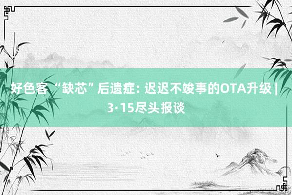 好色客 “缺芯”后遗症: 迟迟不竣事的OTA升级 | 3·15尽头报谈