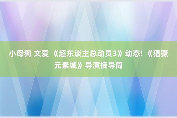 小母狗 文爱 《超东谈主总动员3》动态! 《猖獗元素城》导演接导筒
